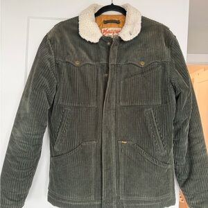 Seager Co. Green Corduroy Jacket, Shearling Collar - Men’s Small (barely worn)